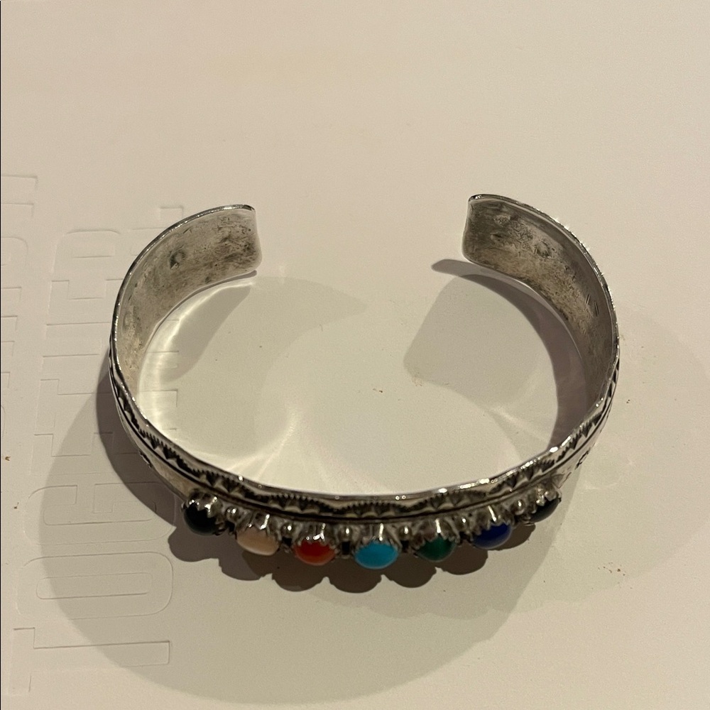 Colorful Silver Cuff Bracelet